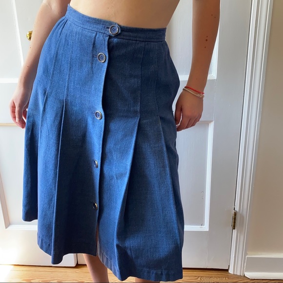 vintage denim midi skirt